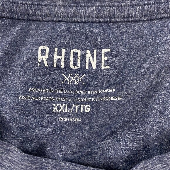 Rhone Reign T Shirt Mens XXL Blue Gray Short Sleeve Moisture Wicking Stretch - Picture 3 of 8